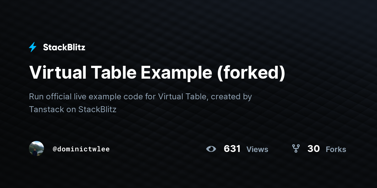 Virtual Table Example (forked) - StackBlitz
