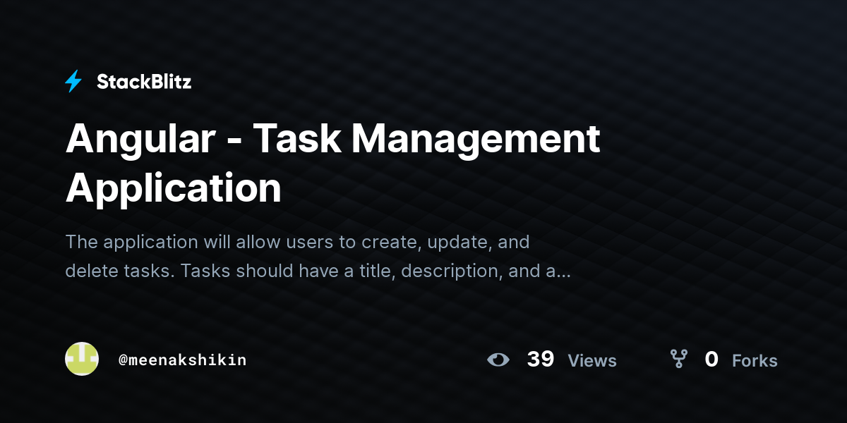 Angular - Task Management Application - StackBlitz