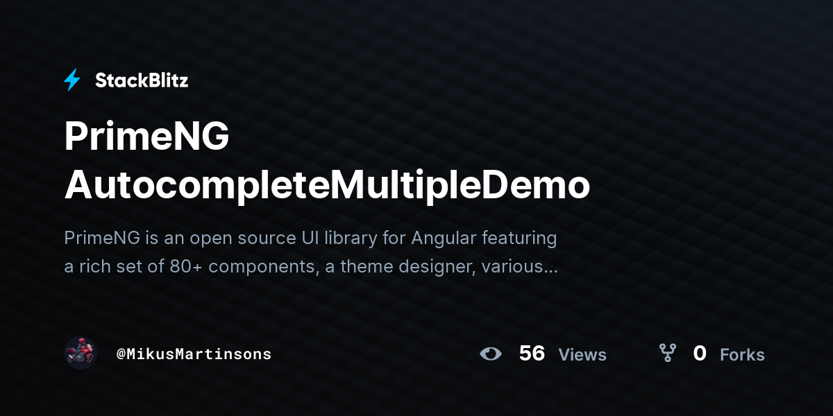 PrimeNG AutocompleteMultipleDemo - StackBlitz