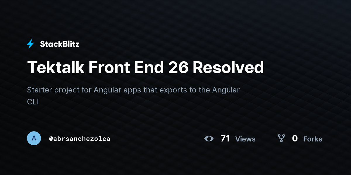 Tektalk Front End 26 Resolved - StackBlitz