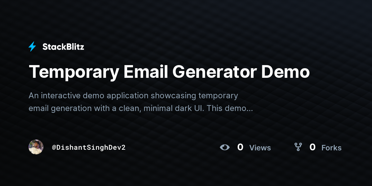 Temporary Email Generator Demo - StackBlitz