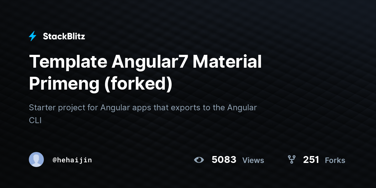 Template Angular7 Material Primeng (forked) - StackBlitz