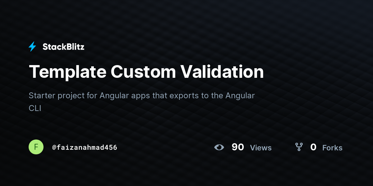 Template Custom Validation - StackBlitz