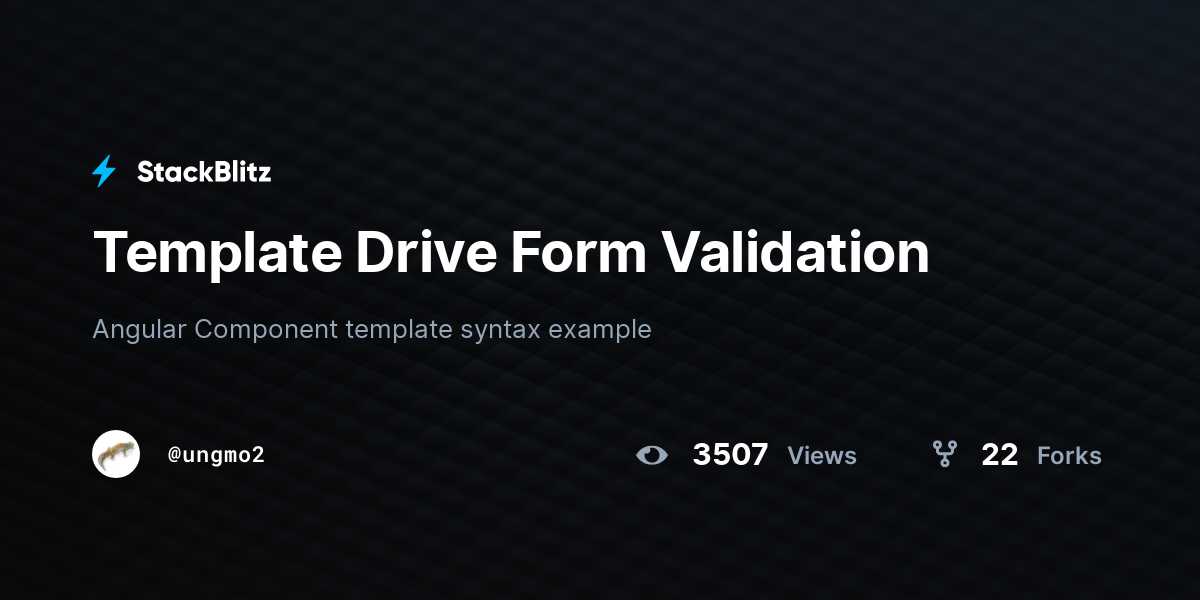 Template Drive Form Validation - StackBlitz