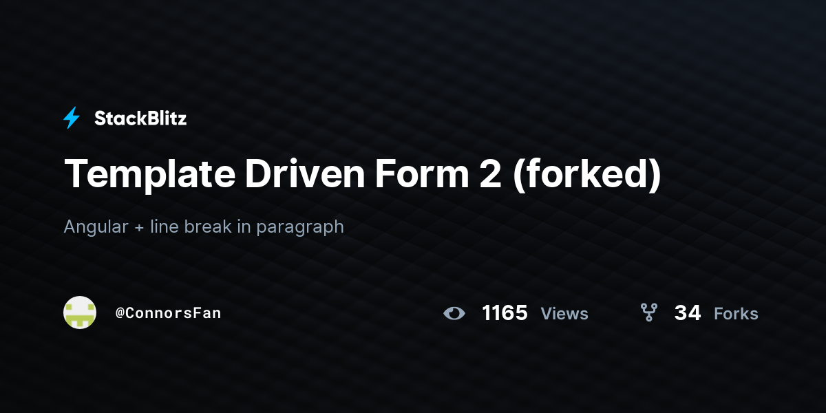 Template Driven Form 2 (forked) - StackBlitz