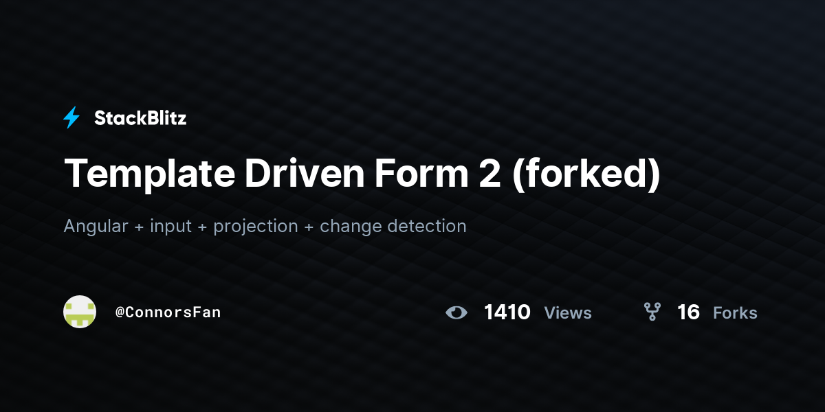 Template Driven Form 2 (forked) - StackBlitz
