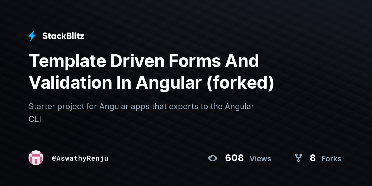 Template Driven Forms And Validation In Angular (forked) - StackBlitz