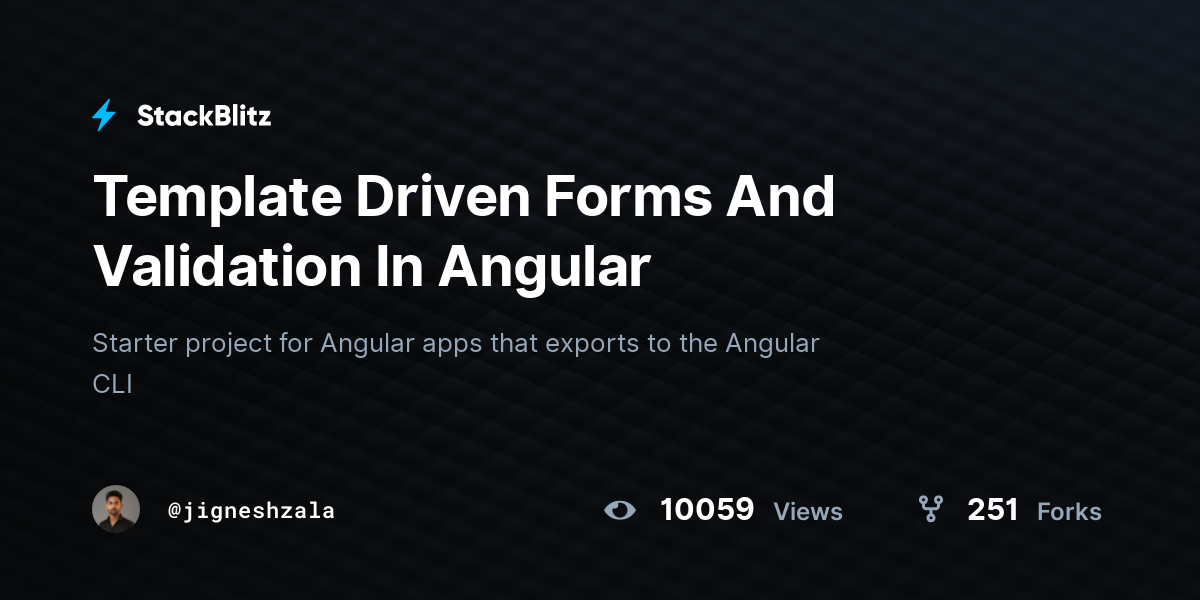 Template Driven Forms And Validation In Angular - StackBlitz
