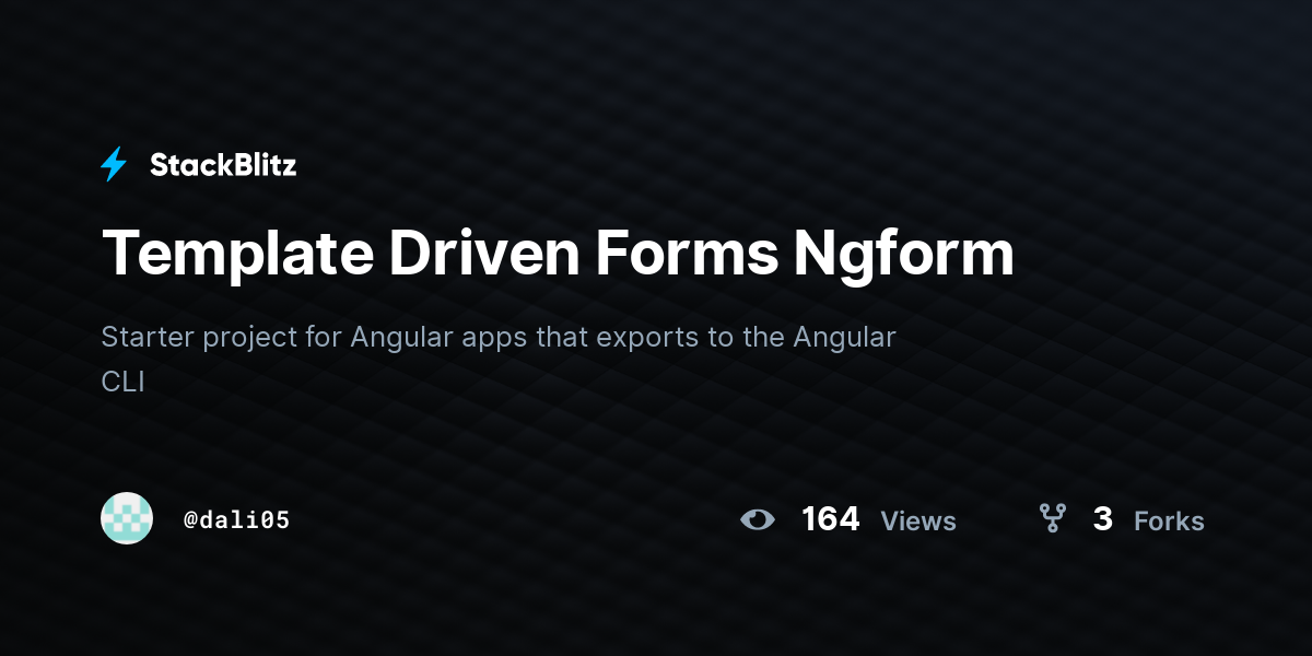 Template Driven Forms Ngform - StackBlitz
