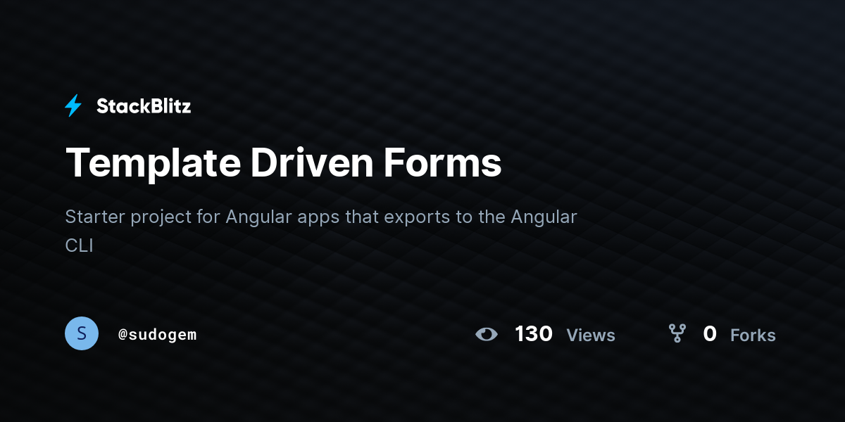 Template Driven Forms - StackBlitz