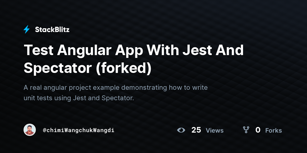 Test Angular App With Jest And Spectator (forked) - StackBlitz