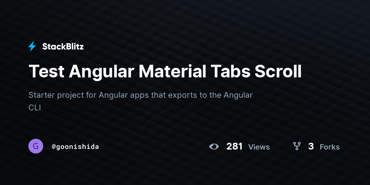 Test Angular Material Tabs Scroll - StackBlitz