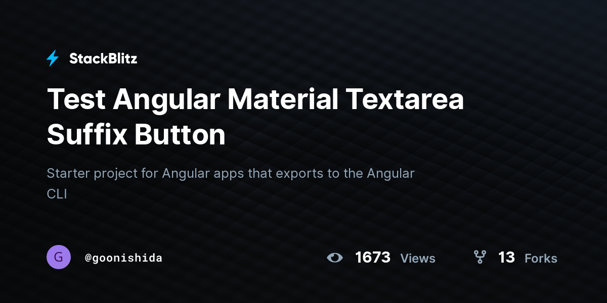 Test Angular Material Textarea Suffix Button StackBlitz