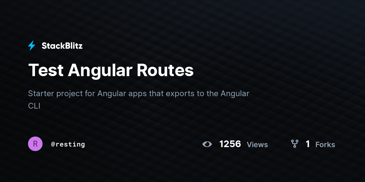 Test Angular Routes - StackBlitz