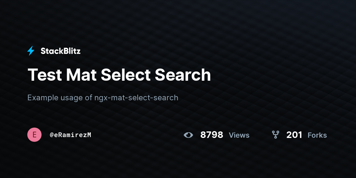 Test Mat Select Search - StackBlitz