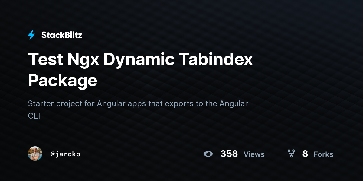 Test Ngx Dynamic Tabindex Package - StackBlitz