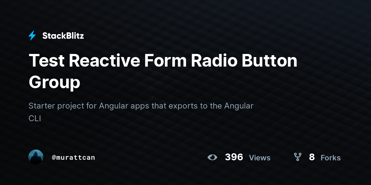 Test Reactive Form Radio Button Group - StackBlitz