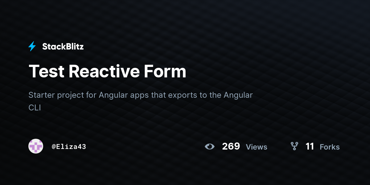 Test Reactive Form - StackBlitz