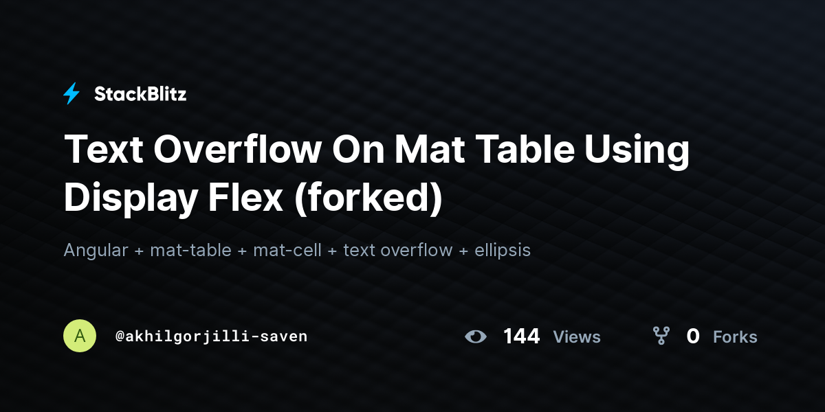 Text Overflow On Mat Table Using Display Flex (forked) - StackBlitz