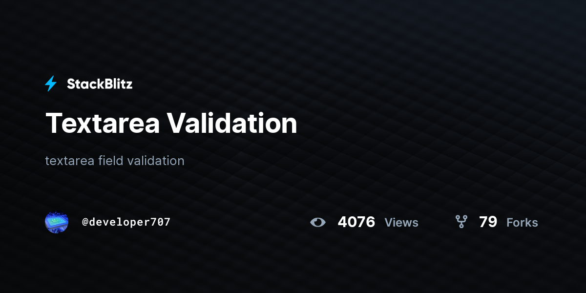 Textarea validation stackblitz