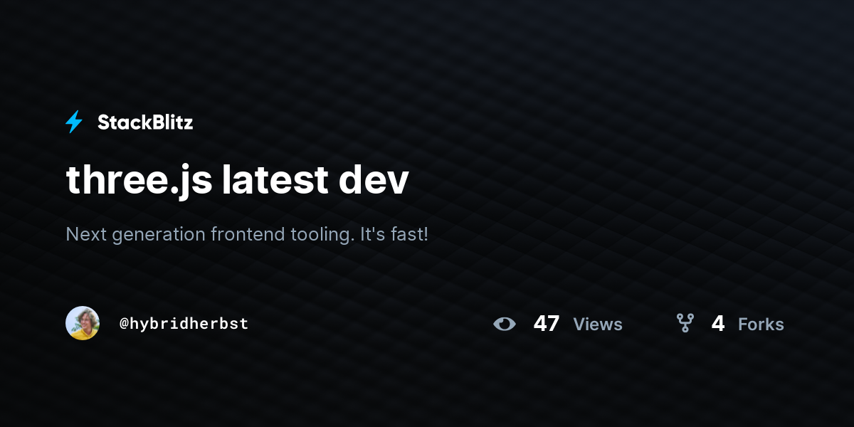three.js latest dev - StackBlitz
