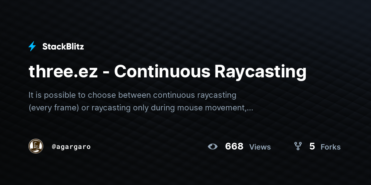 three.ez - Continuous Raycasting - StackBlitz
