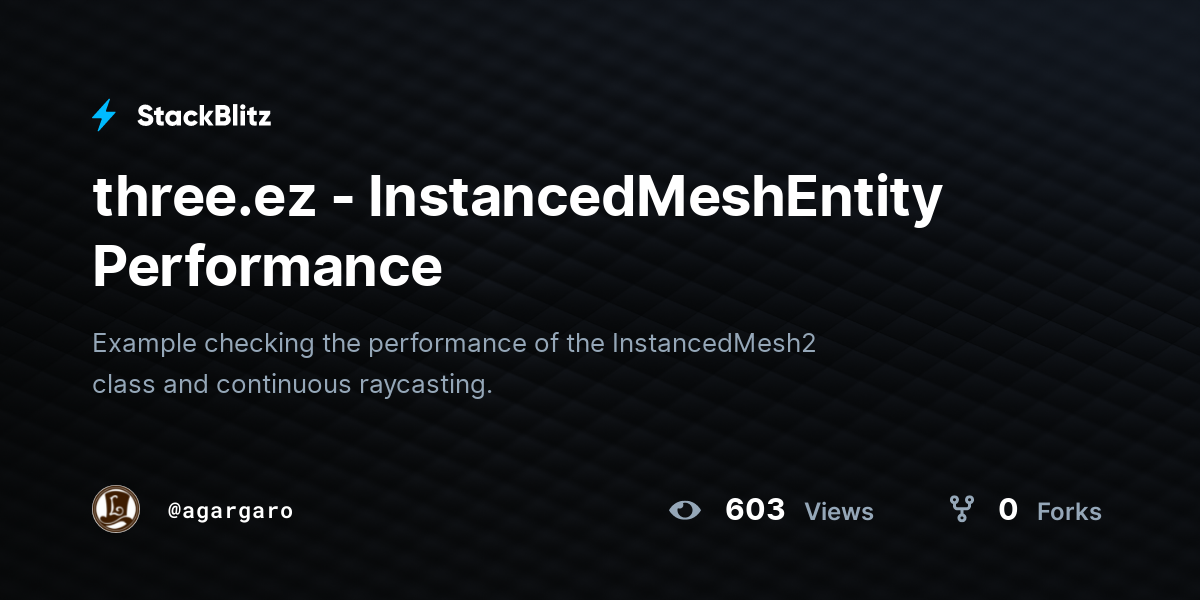 three.ez - InstancedMeshEntity Performance - StackBlitz