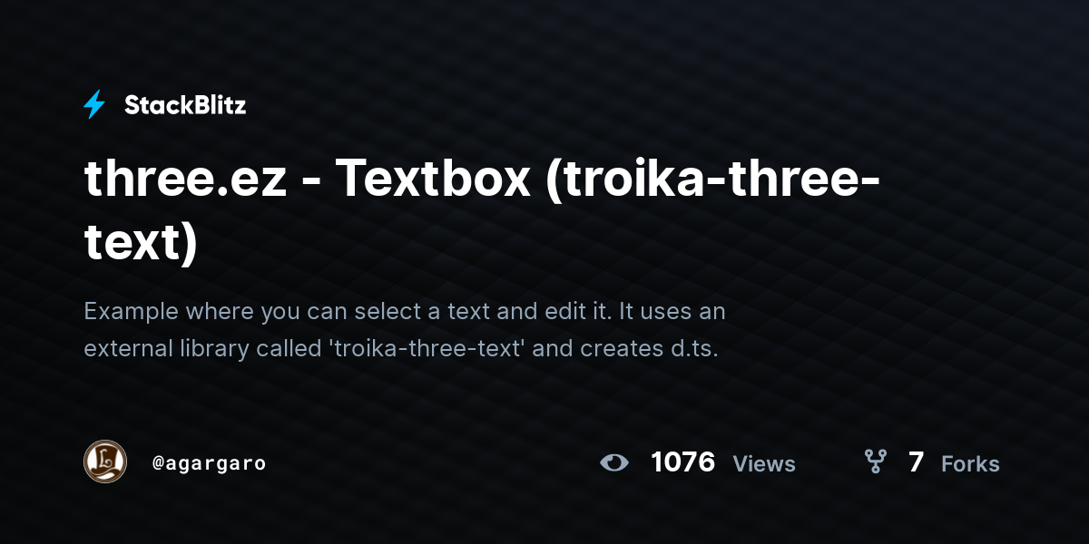 three.ez - Textbox (troika-three-text) - StackBlitz