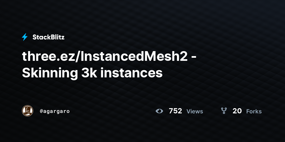 three.ez/InstancedMesh2 - Skinning 3k instances - StackBlitz