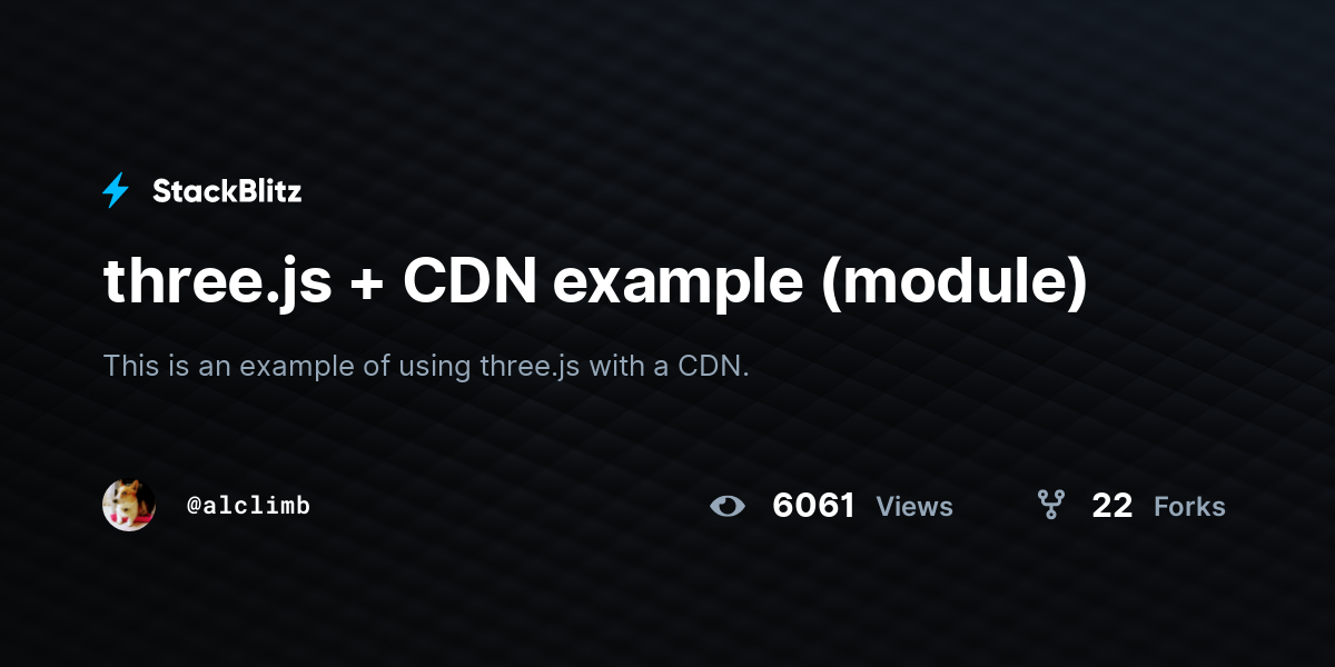 three.js + CDN example (module) StackBlitz