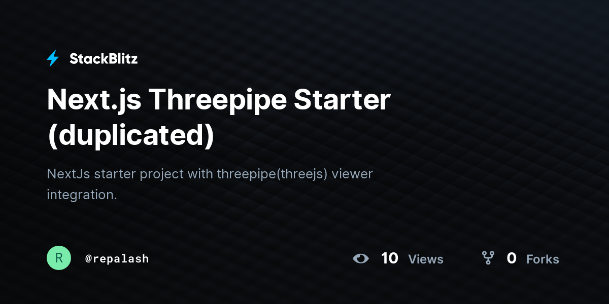 Next.js Threepipe Starter (duplicated) - StackBlitz