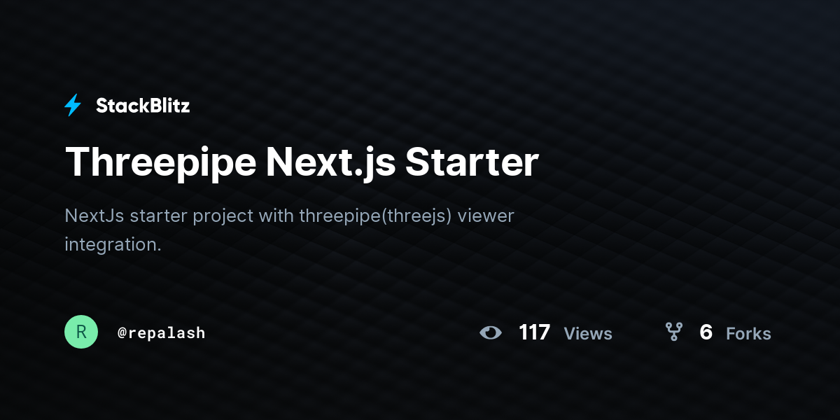 Threepipe Next.js Starter - StackBlitz
