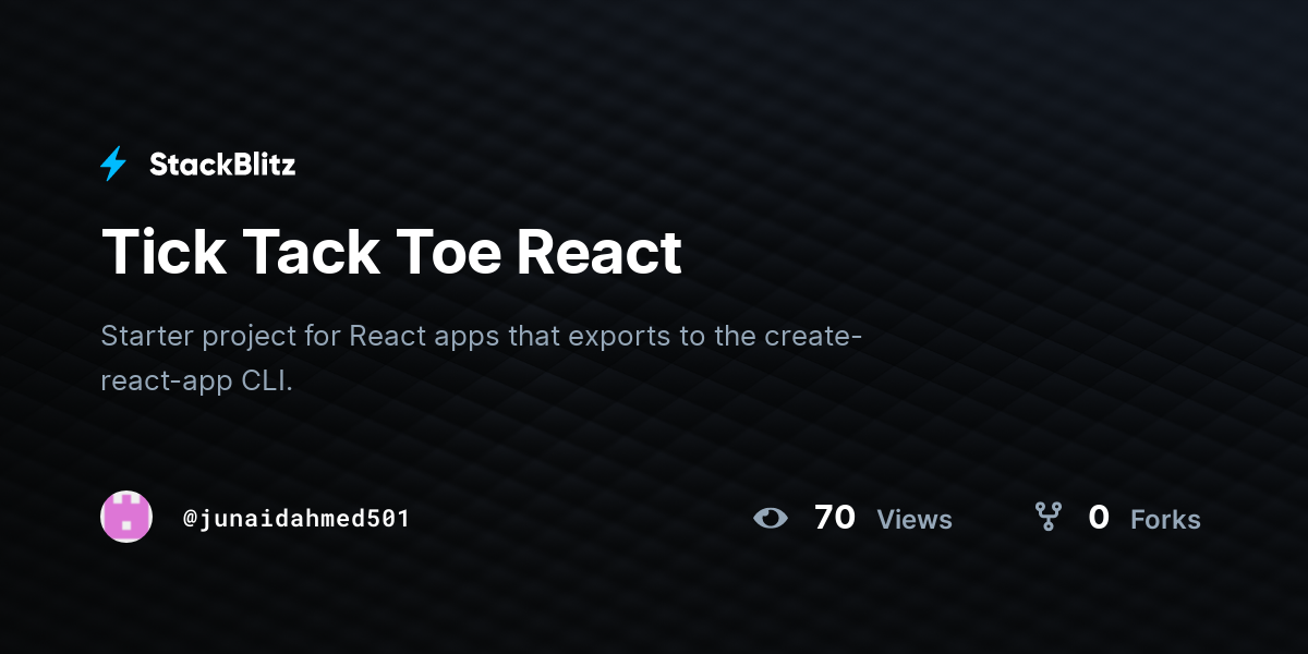 Tick Tack Toe React - StackBlitz