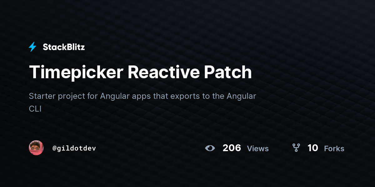 Timepicker Reactive Patch - StackBlitz