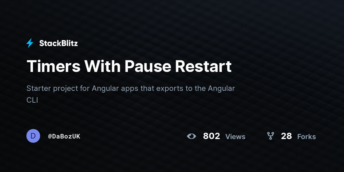 Timers With Pause Restart - StackBlitz