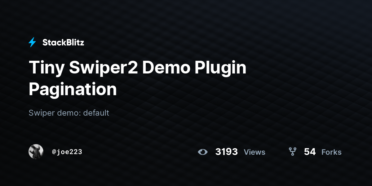Tiny Swiper2 Demo Plugin Pagination - StackBlitz