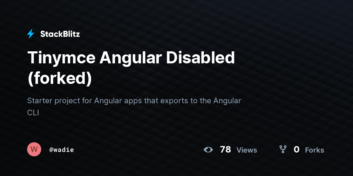 Tinymce Angular Disabled (forked) - StackBlitz