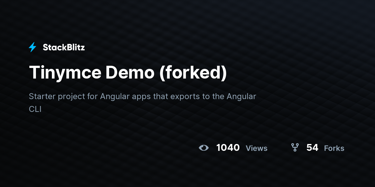 Tinymce Demo (forked) - StackBlitz
