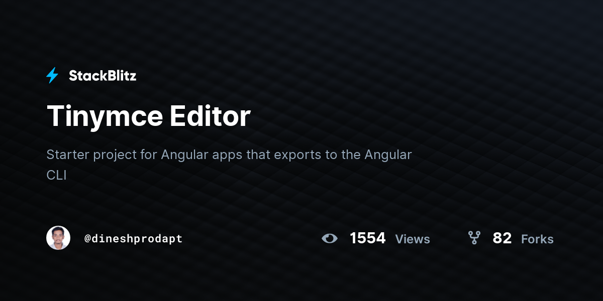 Tinymce Editor - StackBlitz