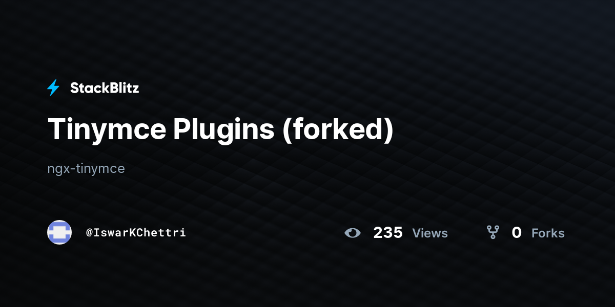 Tinymce Plugins (forked) - StackBlitz