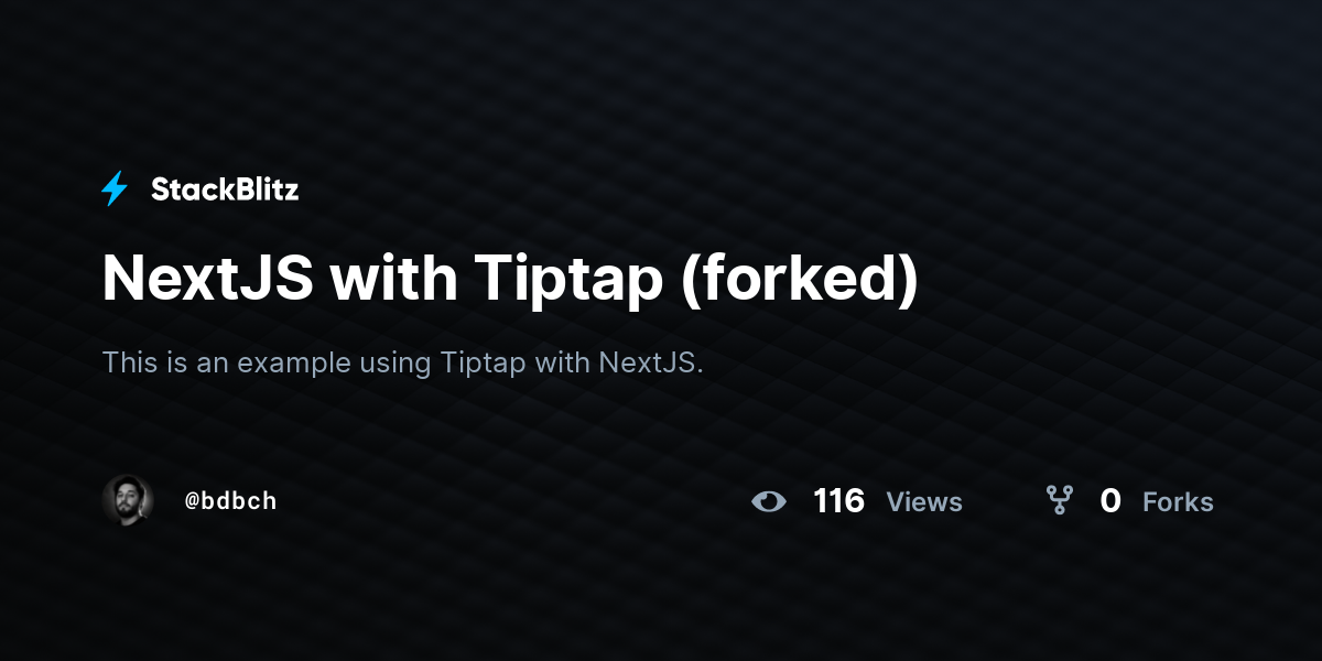 NextJS with Tiptap (forked) - StackBlitz