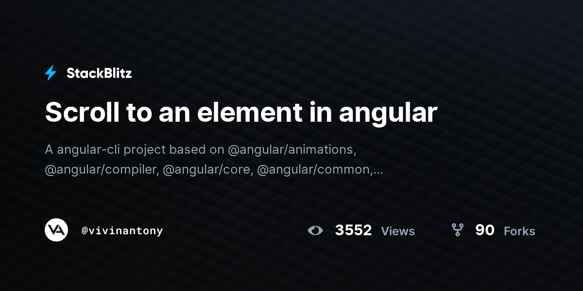 Scroll to an element in angular - StackBlitz