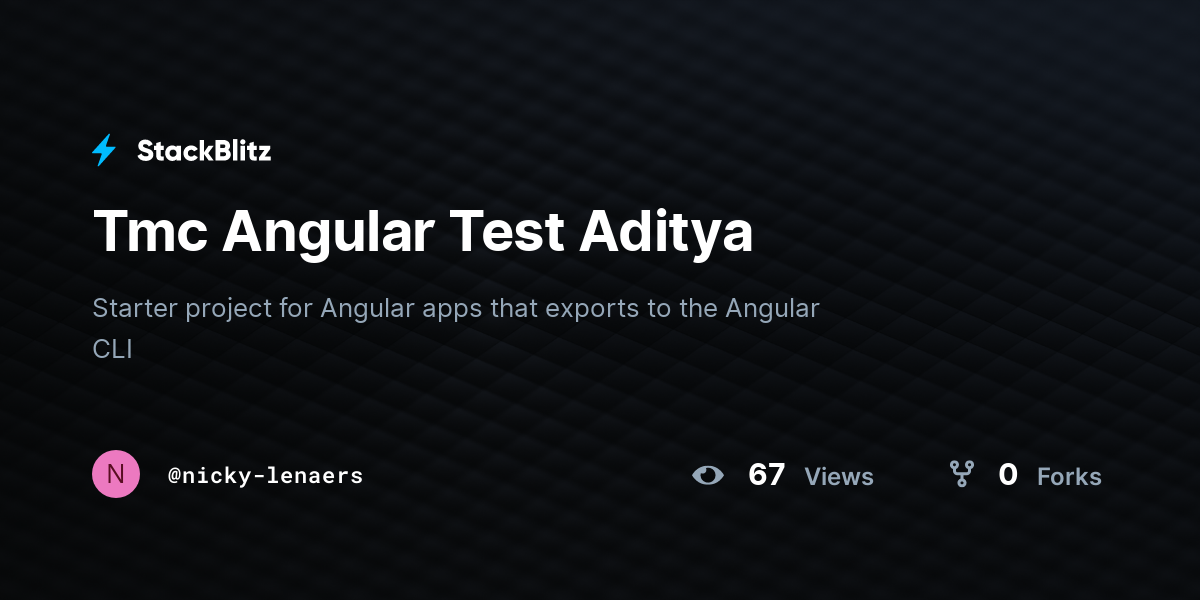 Tmc Angular Test Aditya - StackBlitz