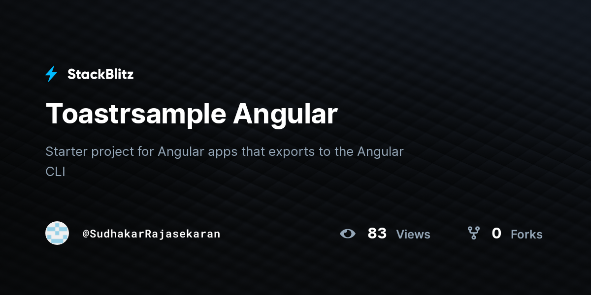 Toastrsample Angular - StackBlitz