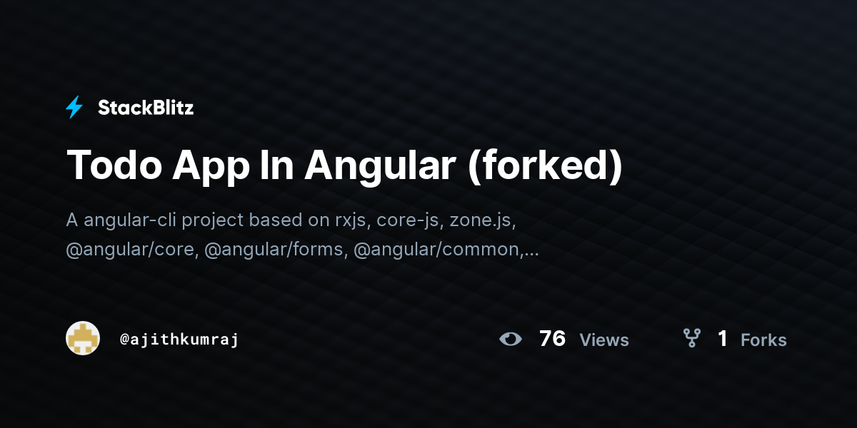 Todo App In Angular (forked) - StackBlitz