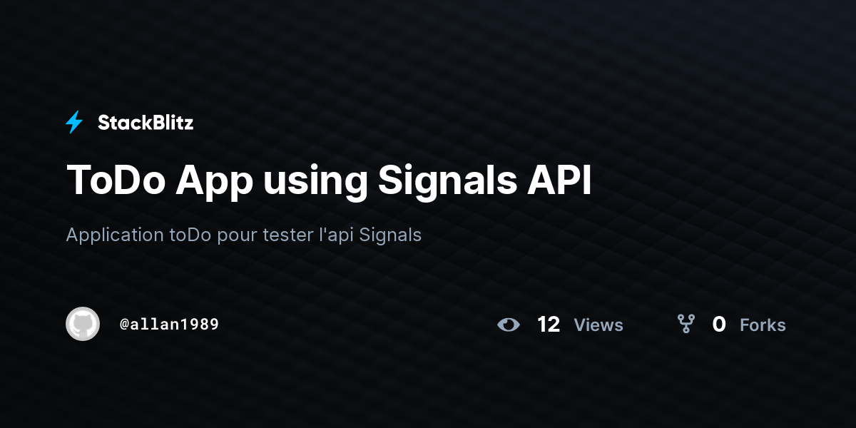 ToDo App using Signals API - StackBlitz