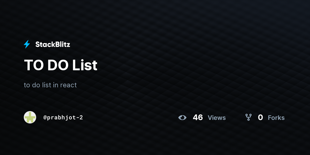 TO DO List - StackBlitz