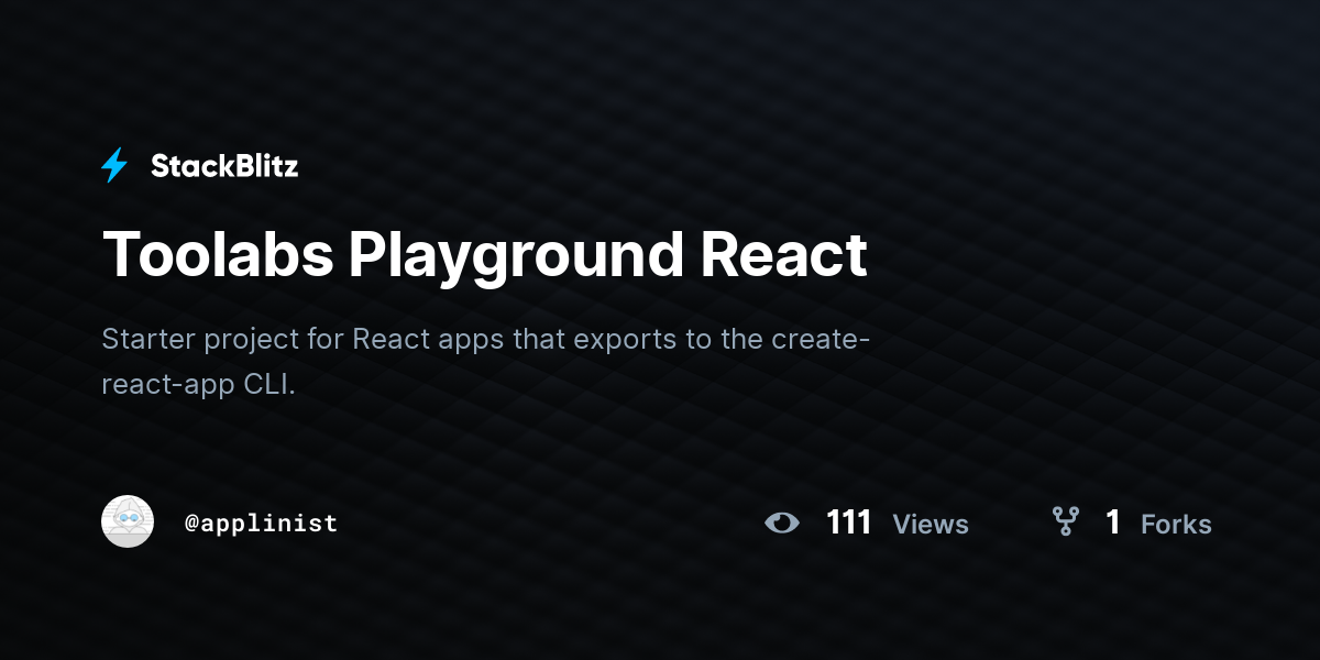 Toolabs Playground React - StackBlitz