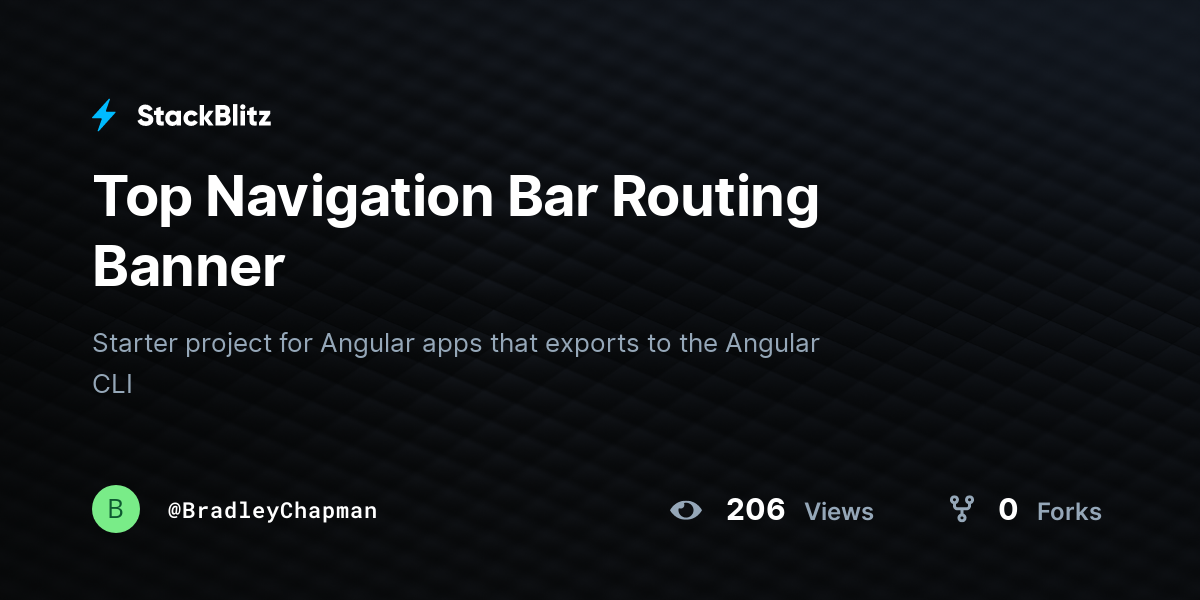 Top Navigation Bar Routing Banner - StackBlitz