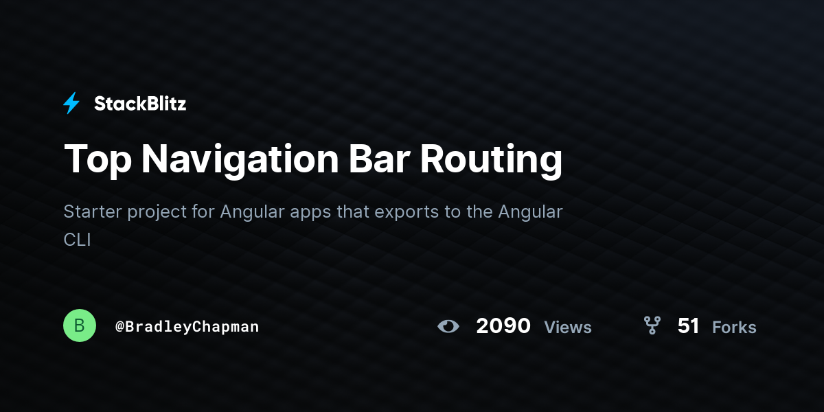 Top Navigation Bar Routing - StackBlitz